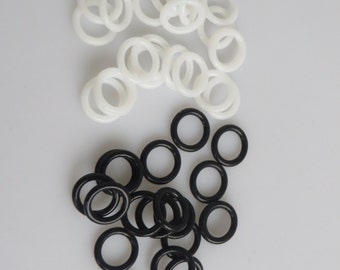 30pcs Black/White Rubber Licorice Leather Slider Stoppers For 10x6mm Licorice Leather Finding O Ring