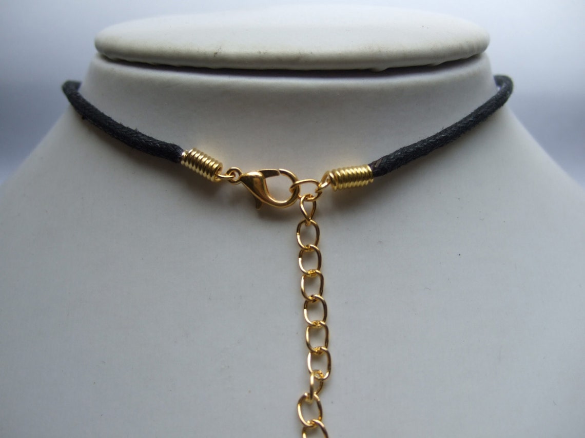 Black Wax Rope Metal Tube Choker