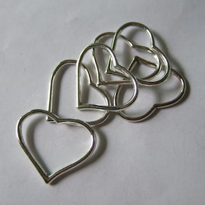 20 Antique silver open heart charms 28x23mm