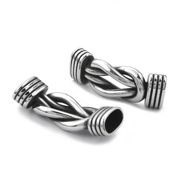 1pcs Stainless Steel 12x6mm Hole Bracelet Center Knot Connector Leather Bracelet Connectors