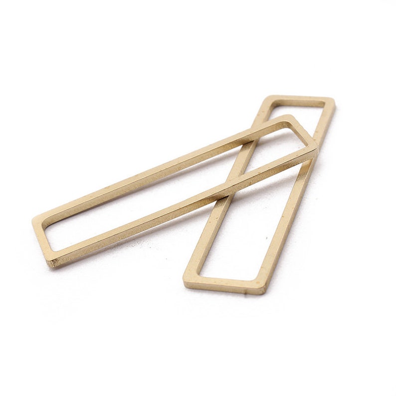 10 Raw Brass Rectangle Frame Charms Pendants Brass Dangle Earrings Findings 11x40mm 1mm thickness
