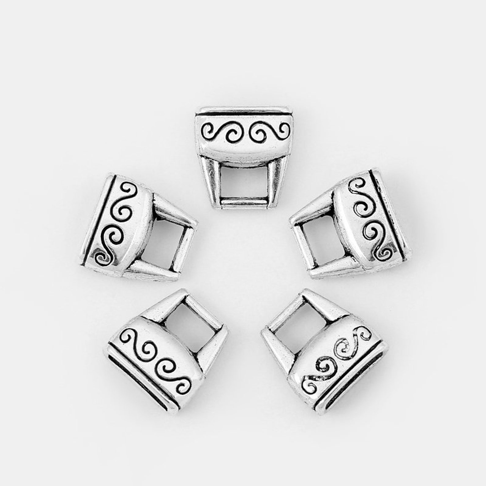 10 Pieces Antique Silver Flat Leather End Caps 10mm Flat Etsy