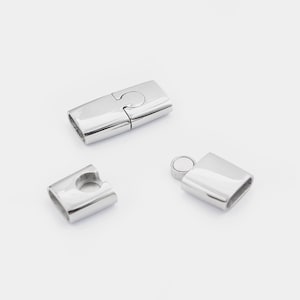 2 Sets 10x3mm Stainless Steel Clasp Leather Bracelet Clasps