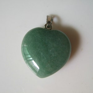 Natural Stone Jade Heart Pendant Charms 28x30mm