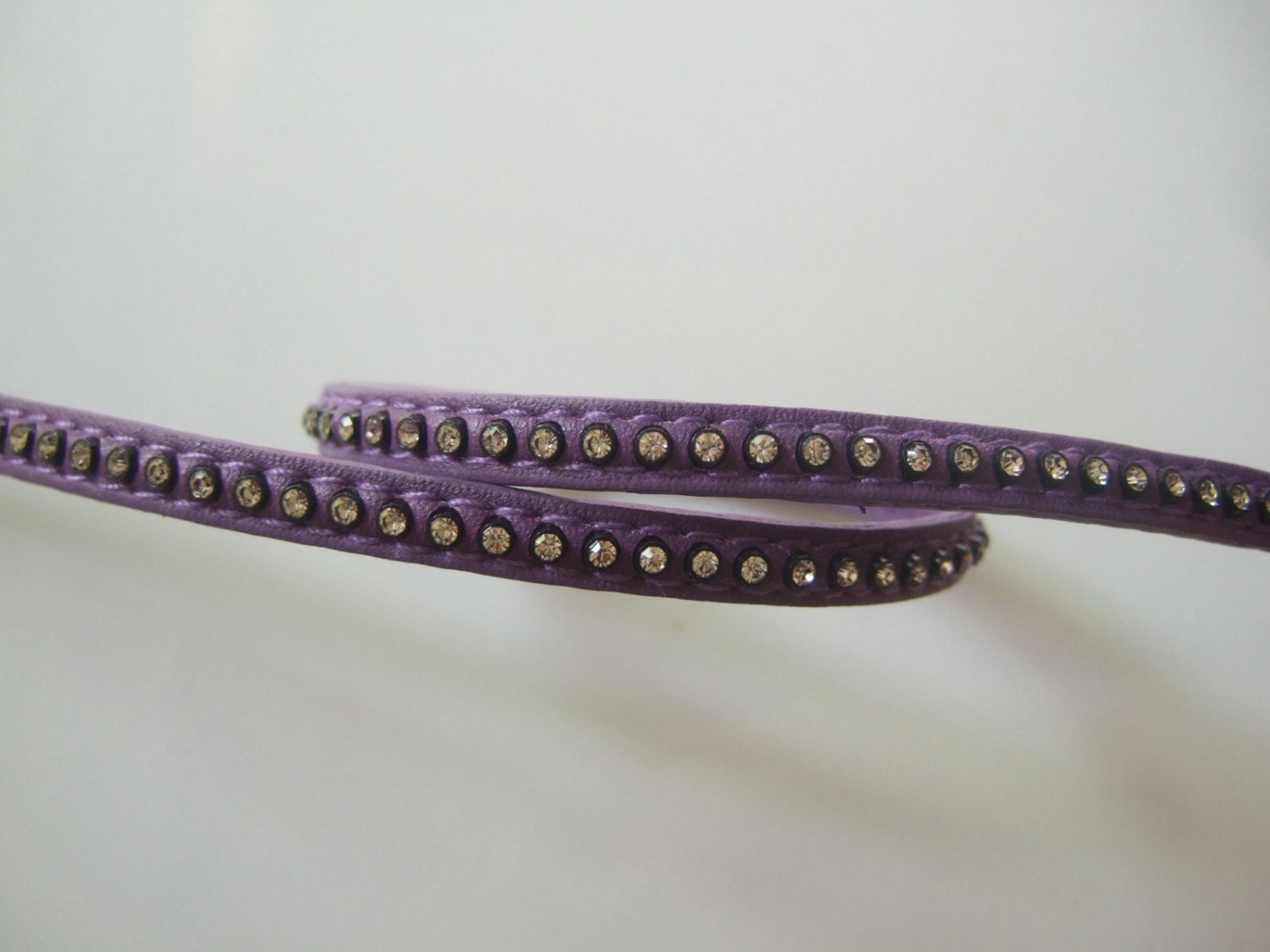 1 Yard 7x2mm Purple Flat Leather Cord Strap Rhinstone Chain Etsy