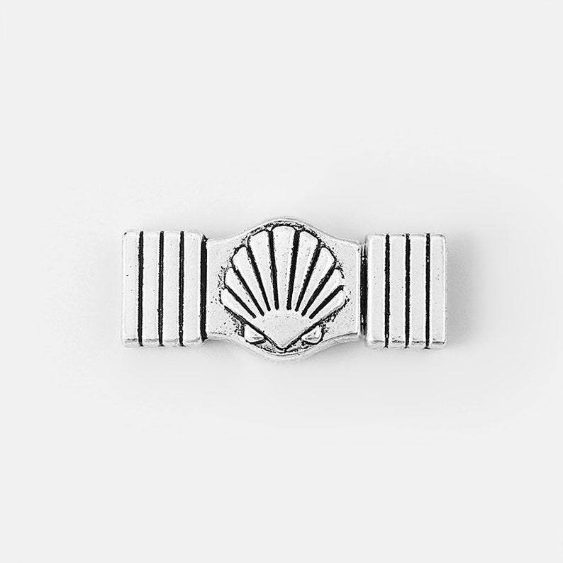 Shell Clasp 3 Sets Antique Silver Shell Clasp 10x2mm Leather Clasp 10mm Flat ...