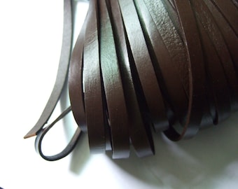 1 Meter 5x2mm Brown Genuine leather cord , 5mm Flat leather cord , Real leather strip