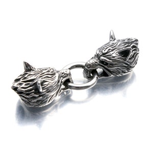 Stainless Steel Viking Wolf Head Spring Clasp Bracelet Connector Fit 8mm Leather Rope Cord End Clasps Men Bracelets Findings