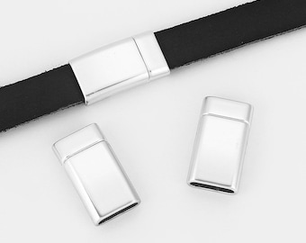 3 Sets 12x3mm Matte Silver clasp 12mm Flat leather clasp