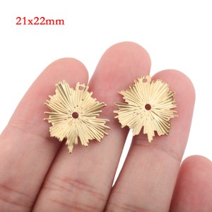 Raw Brass Sun Flower Charms Sun Leaves Hanging Earrings Charm Pendant 21x22mm DZ2987