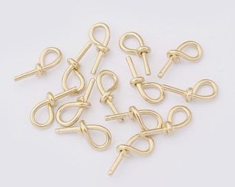 10pcs Raw brass knot 9x22mm Raw brass wire knotting charm