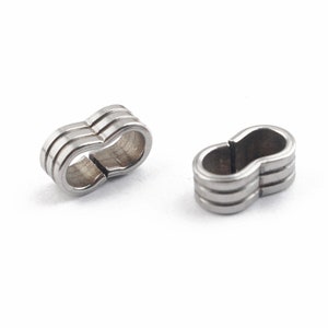 10 Stainless Steel 5mm Double Strand Sliders for 5mm round leather cord bracelet findings