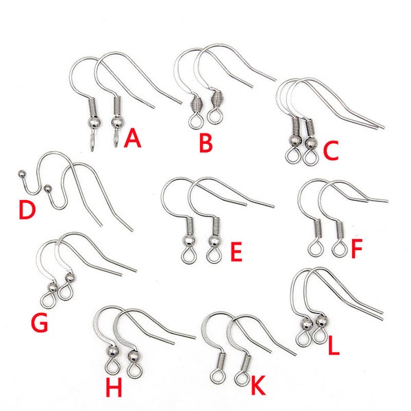 50PCS/lot 304 Stainless Steel Earring Hook Ear Wire Findings For DIY Jewelry Making Accessories