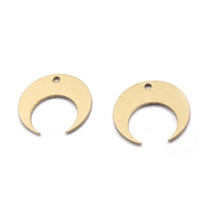 20 Raw Brass Crescent Moon Charms Pendant for Handmade Earrings Necklace Craft Making 14x13.5mm