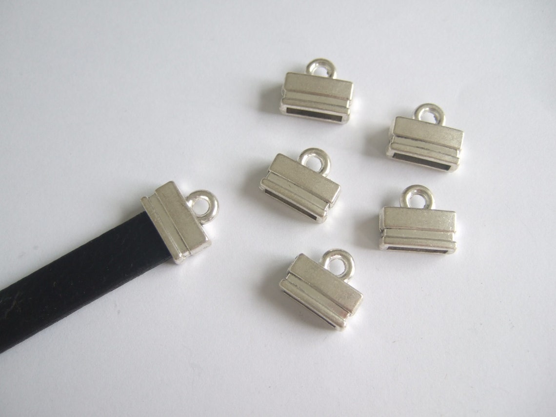 10 Pieces Antique Silver 10mm Flat Leather End Cap 10x2mm Etsy