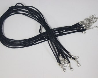 20pcs Black 2mm Satin Silk Necklace Cord with Lobster Clasp 18" - 30" Choose