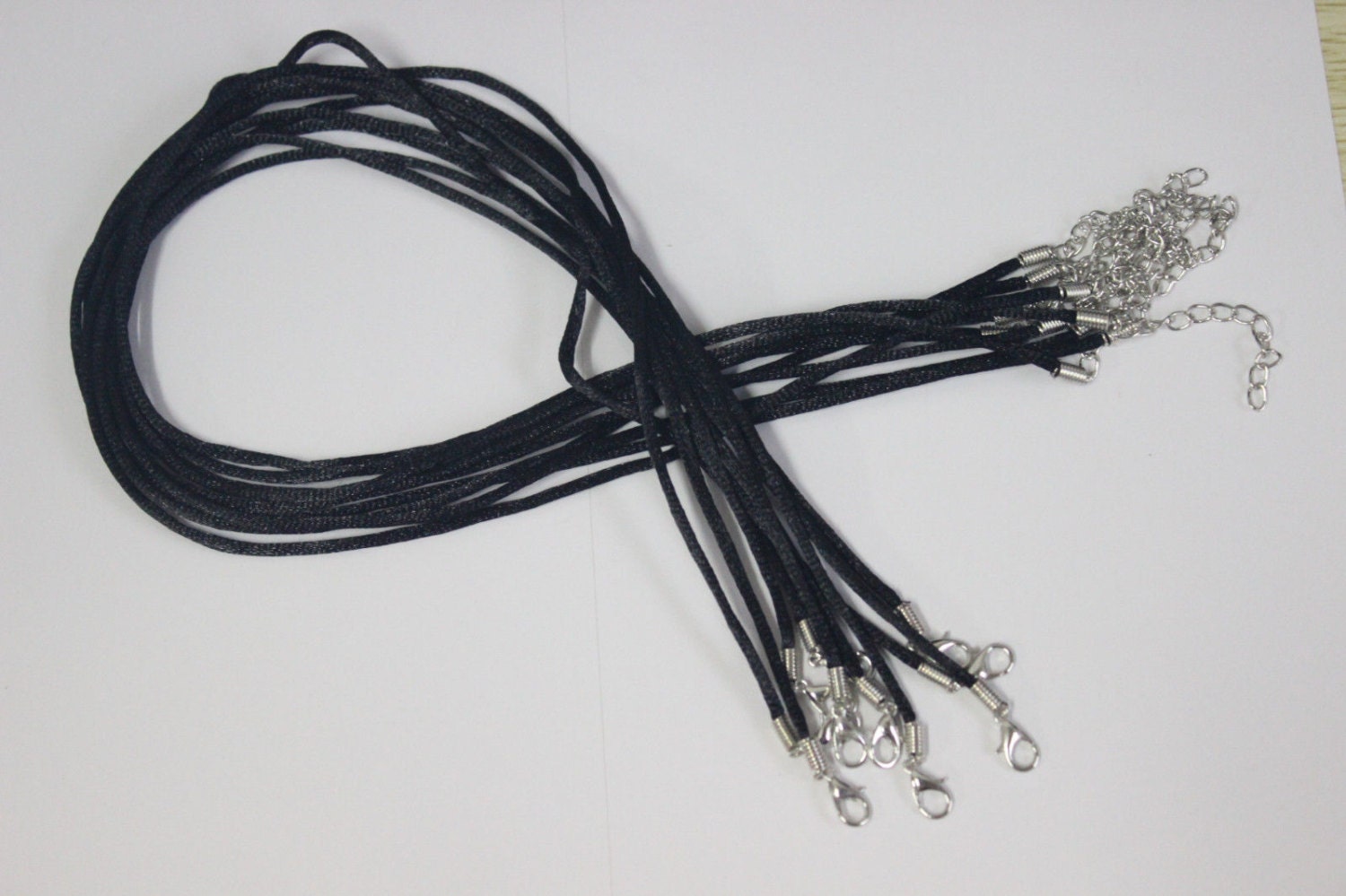Black Satin Silk Cord Necklace