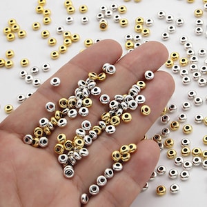 100pcs x 4.5mm Antique Silver Plated Flat Spacer Beads Hole 1.2mm