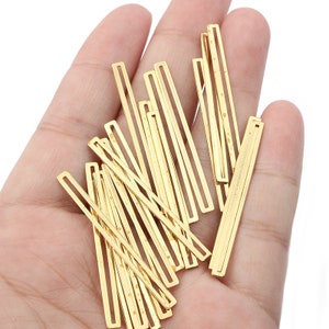 Conector de encantos de latón 40x3x0.6mm Largo rectángulo pendientes de latón hallazgos -50pcs