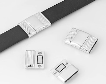3 Sets Matte Silver 16x3mm Clasps for flat leather cord 5-16mm leather clasp