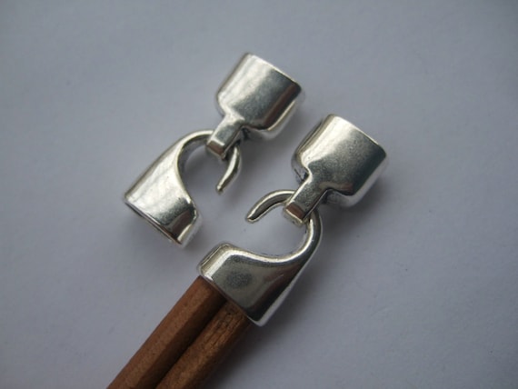 5 Sets Antique Silver 10x5mm Smooth Hook Clasp fit for double 5mm round leather cord 