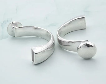 3 Sets Antique Silver Bracelet Clasps, 10x5mm Hook Clasp, Half Cuff Leather Bracelet Findings