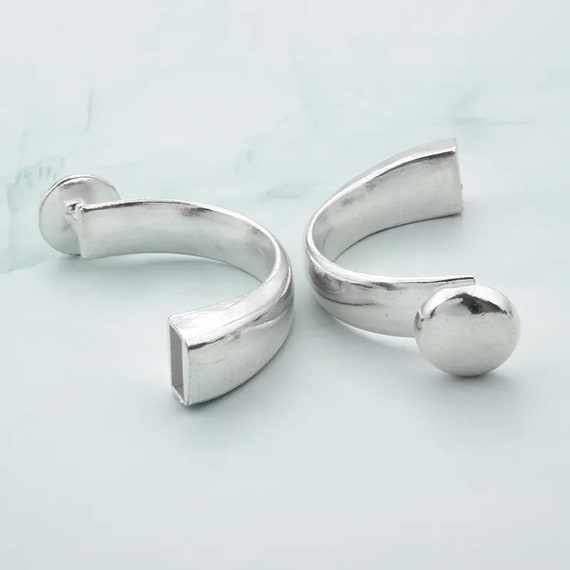 3 Sets Antique Silver Bracelet Clasps, 10x5mm Hook Clasp, Half Cuff Leather Bracelet Findings