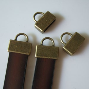 10 Cord Ends Cap, End Caps Clasps, Flat Leather Round