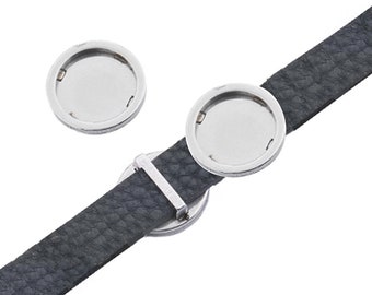 3pcs Stainless Steel 10mm Flat Leather findings  for 14mm Blanks Cabochon  Flat Leather slider spacer for 10x2mm leather cord