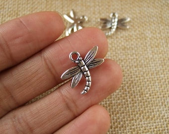 Granel 50 Charms Libélula Plata Antigua 19x14mm