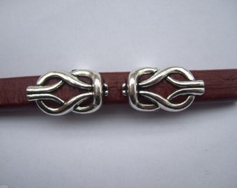 10pcs Antique Silver Licorice Spacer Slider , Licorice leather findings Infinity Knot Sliders 10.5x6.5mm hole