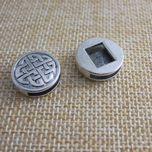 10pcs 13mm  Knot Sliders Spacer Finding Antique Silver Plated for 13x2mm Flat Leather Bracelet