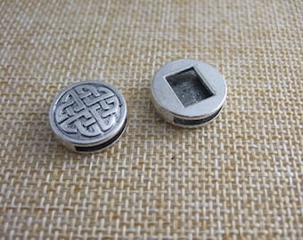 10pcs 13mm  Knot Sliders Spacer Finding Antique Silver Plated for 13x2mm Flat Leather Bracelet