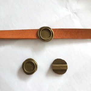 10pcs Antique Bronze 10mm Blanks Bezel Setting Slider Spacer Beads for 10mm flat Leather Cord