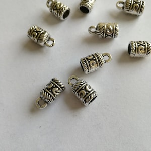 20pcs Antique Silver End Caps for up to 5mm round leather cord