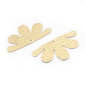 10Pcs Raw Brass Hammered Half Flower Charms Pendant DIY Jewelry Earring Findings