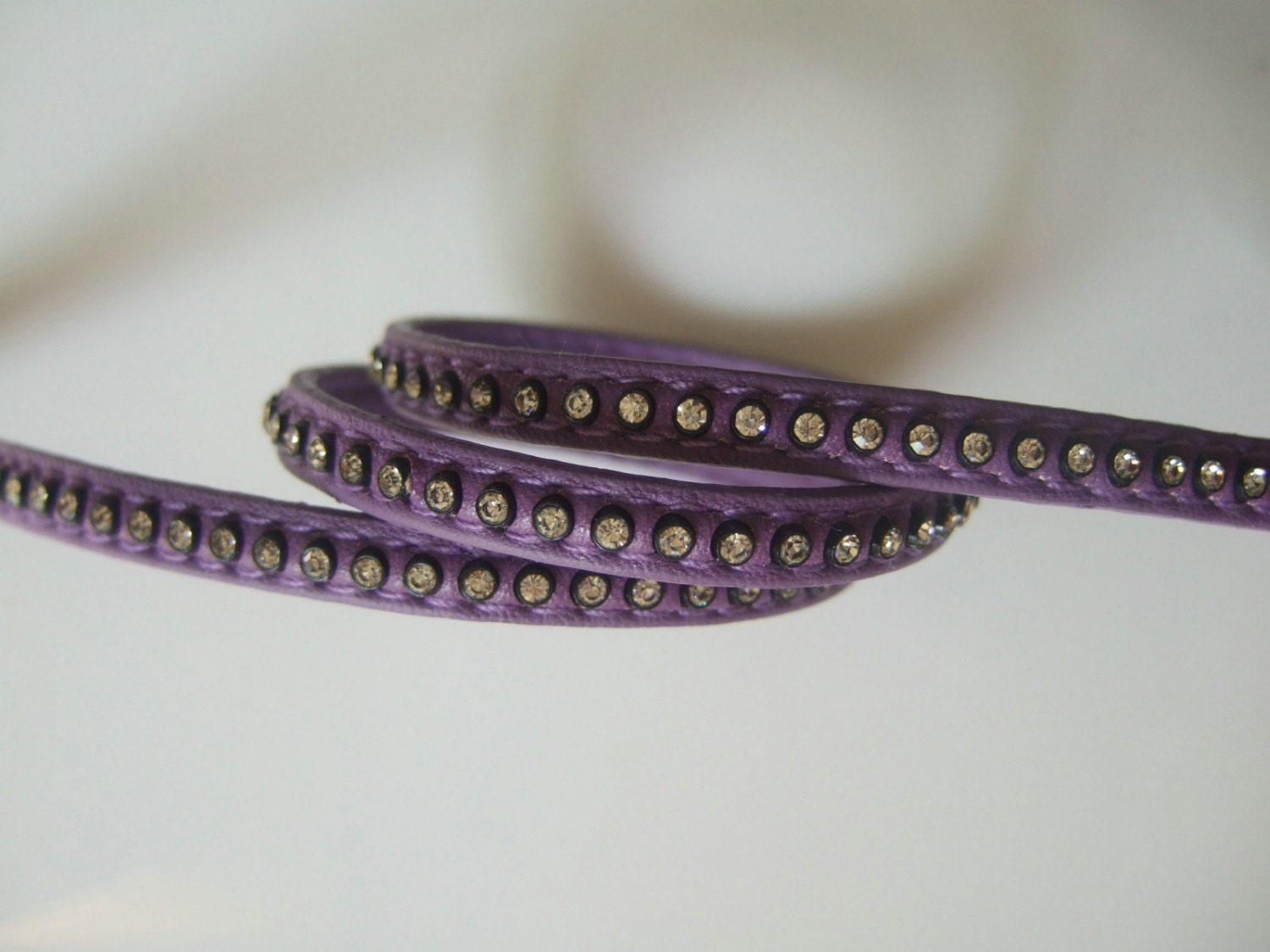 1 Yard 7x2mm Purple Flat Leather Cord Strap Rhinstone Chain Etsy