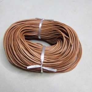 3mm Round Natural Genuine Leather Cord 2 meters / 10 meters
