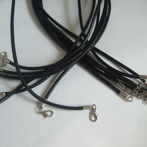 5 stuks zwart lederen koord choker ketting bedelketting 13 inch 3 mm met koperen krimp eindkapje