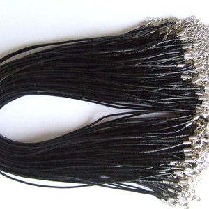 10pcs 2mm Black Leather Cord Choker Necklace Chain Charm Findings String