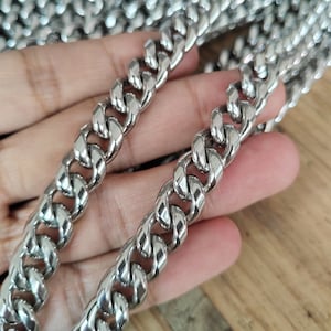 1 meter / 3 Meters 10mm Width Beveled Curb Stainless Steel Chain Open Link 10x13mm