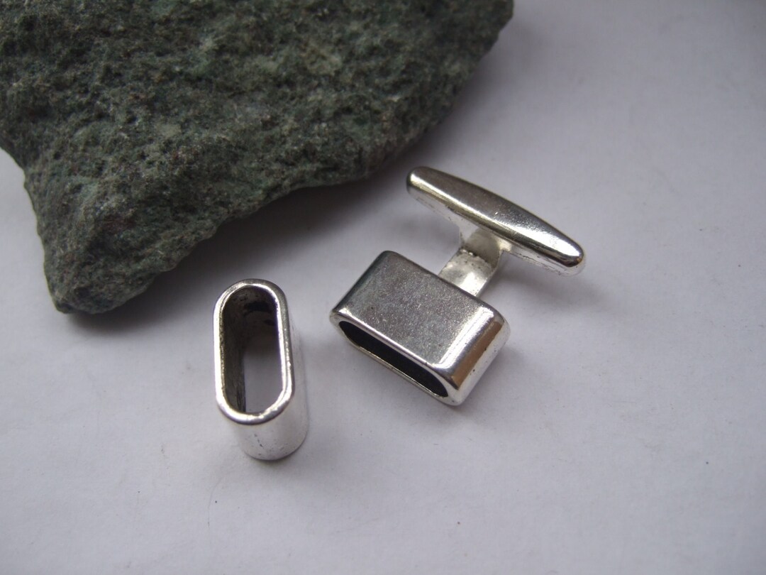 アンティークシルバー Tバーフック留め金 14 x 5 mm 穴 レザー