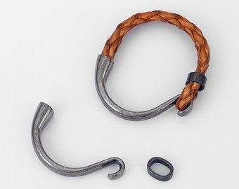 3 Sets Gunmetal Black Hook Clasp Half Cuff Bracelet Findings for 5mm round leather cord