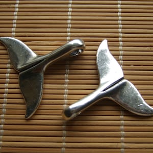 10pcs 5mm Large Hole Charms Pendant Antique Silver Whale Tail Clasp For 5mm Round Leather Cord