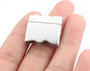 3 Sets Matte Silver 20x3mm Clasp 20mm flat Leather Bracelet Clasps