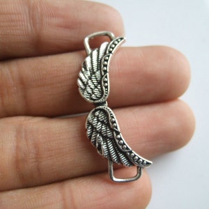 10pcs Antique Silver Angle Wings Charm Connector for 5mm Flat Leather Cord