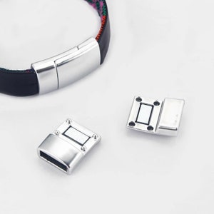 フラットブレスレット作成用 10 x 3 mm マットシルバークラスプ 3 セット