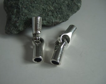 Lot de 5 embouts ronds à fermoir crochet de 5 mm, argent vieilli, pour cordon de cuir rond