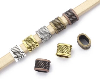 10pcs Antique Silver/Gold/Copper Large Dots Sliders ,  Licorice Spacer Beads , 10x6mm Leather Bracelet Findings , Jewelry Suppliers