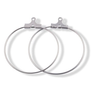 20 Steel Earring Hoops  - 30mm Stainless Steel Wire Earring Ear Circle Connectors For DIY Dangle Earrings Making Jeweley Findings